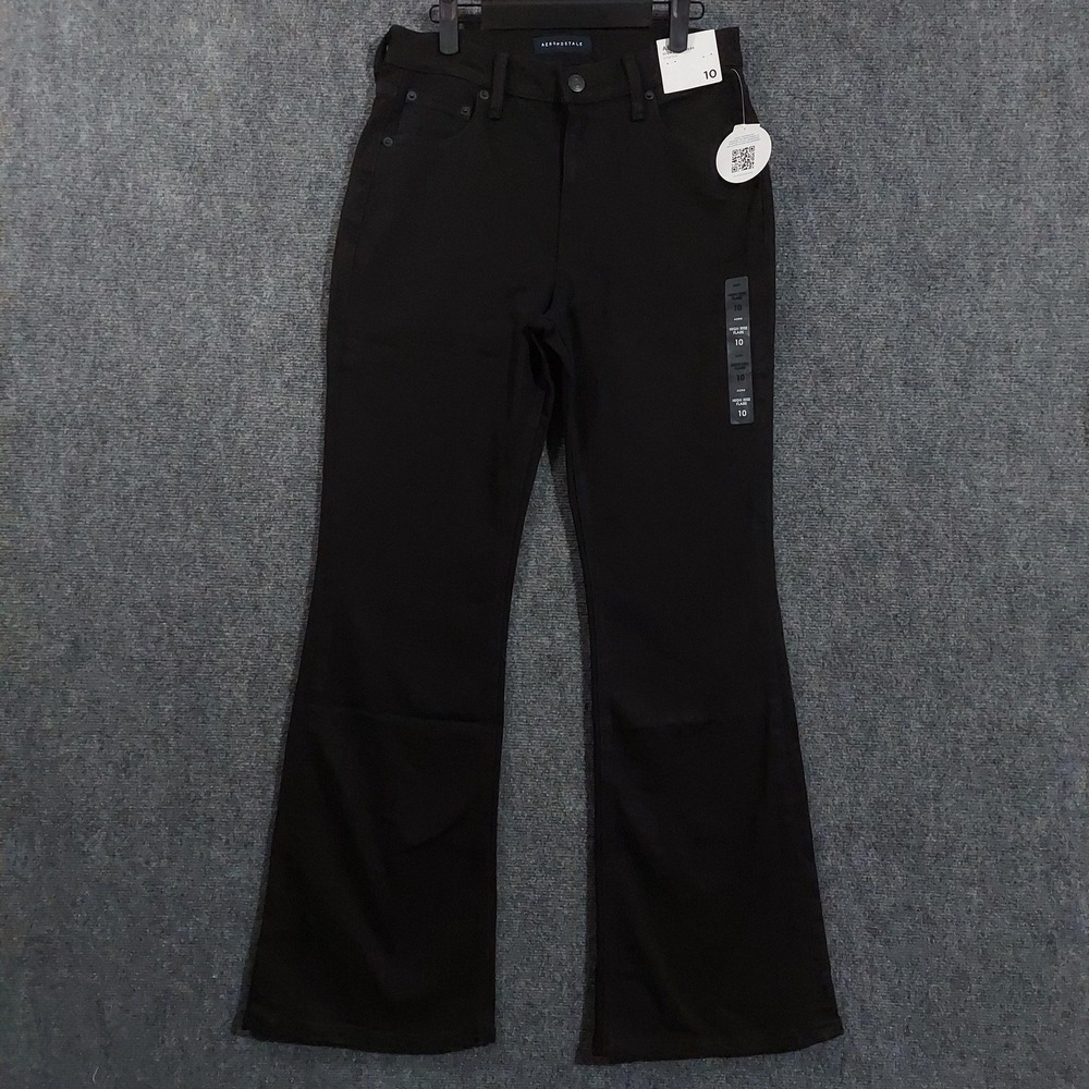 Aéropostale High Rise Flare Jeans Womens 10 Black Stretch Denim Pants‎ 30x32
